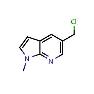 Chemical structure of 5-(chloromethyl)-1-methyl-1H-pyrrolo[2,3-b]pyridine , CAS 1638771-59-1, AChemBlock P47465