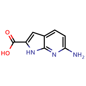 Chemical structure of 6-amino-1H-pyrrolo[2,3-b]pyridine-2-carboxylic acid , CAS 1638771-57-9, AChemBlock P47467