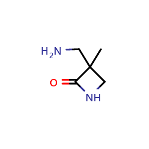 Chemical structure of 3-(Aminomethyl)-3-methylazetidin-2-one , CAS 1638771-26-2, AChemBlock P47474