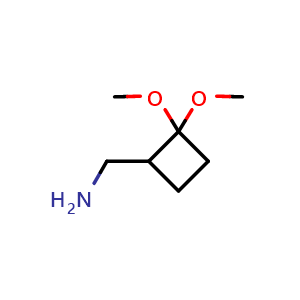 Chemical structure of (2,2-dimethoxycyclobutyl)methanamine , CAS 1638768-88-3, AChemBlock P47489