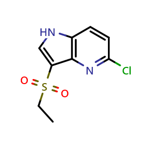 Chemical structure of 5-chloro-3-(ethanesulfonyl)-1H-pyrrolo[3,2-b]pyridine , CAS 1638768-82-7, AChemBlock P47491