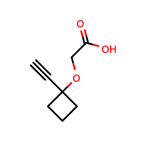 Chemical structure of 2-(1-ethynylcyclobutoxy)acetic acid , CAS 1638768-51-0, AChemBlock P47500