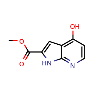 Chemical structure of methyl 4-hydroxy-1H-pyrrolo[2,3-b]pyridine-2-carboxylate , CAS 1638767-89-1, AChemBlock P47521