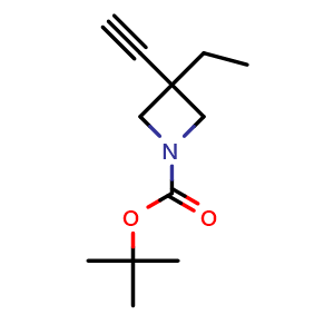 Chemical structure of tert-butyl 3-ethyl-3-ethynylazetidine-1-carboxylate , CAS 1638767-63-1, AChemBlock P47532