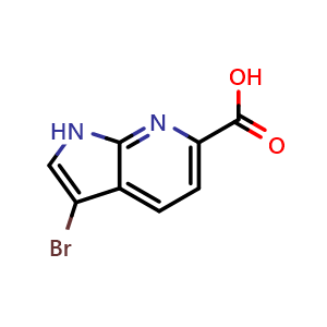 Chemical structure of 3-bromo-1H-pyrrolo[2,3-b]pyridine-6-carboxylic acid , CAS 1638767-41-5, AChemBlock P47536