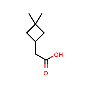 Chemical structure of 2-(3,3-dimethylcyclobutyl)acetic acid , CAS 1638767-27-7, AChemBlock P47546
