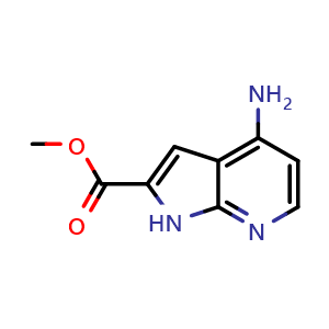 Chemical structure of methyl 4-amino-1H-pyrrolo[2,3-b]pyridine-2-carboxylate , CAS 1638767-17-5, AChemBlock P47549
