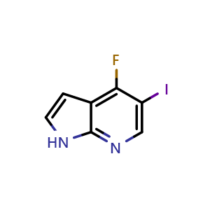 Chemical structure of 4-fluoro-5-iodo-1H-pyrrolo[2,3-b]pyridine , CAS 1638765-44-2, AChemBlock P47556