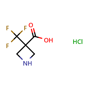 Chemical structure of 3-(trifluoromethyl)azetidine-3-carboxylic acid hydrochloride , CAS 1638765-43-1, AChemBlock P47557