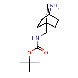 Chemical structure of tert-butyl N-({4-aminobicyclo[2.2.1]heptan-1-yl}methyl)carbamate , CAS 1638765-41-9, AChemBlock P47558