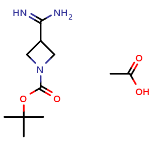 Chemical structure of tert-butyl 3-carbamimidoylazetidine-1-carboxylate acetate , CAS 1638765-18-0, AChemBlock P47564