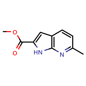 Chemical structure of methyl 6-methyl-1H-pyrrolo[2,3-b]pyridine-2-carboxylate , CAS 1638764-87-0, AChemBlock P47571