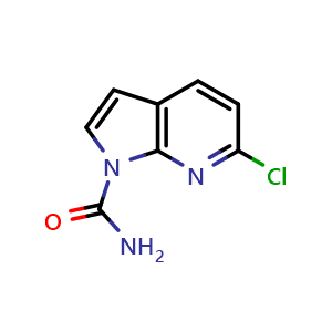 Chemical structure of 6-chloro-1H-pyrrolo[2,3-b]pyridine-1-carboxamide , CAS 1638764-47-2, AChemBlock P47584