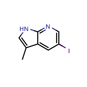 Chemical structure of 5-iodo-3-methyl-1H-pyrrolo[2,3-b]pyridine , CAS 1638763-88-8, AChemBlock P47598