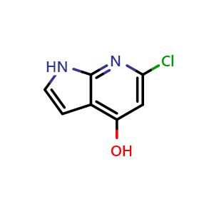 Chemical structure of 6-chloro-1H-pyrrolo[2,3-b]pyridin-4-ol , CAS 1638763-87-7, AChemBlock P47599