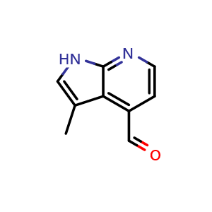 Chemical structure of 3-methyl-1H-pyrrolo[2,3-b]pyridine-4-carbaldehyde , CAS 1638763-53-7, AChemBlock P47608