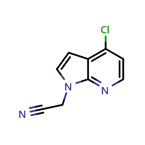 Chemical structure of 2-{4-chloro-1H-pyrrolo[2,3-b]pyridin-1-yl}acetonitrile , CAS 1638763-29-7, AChemBlock P47622