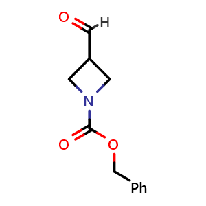 Chemical structure of Benzyl 3-formylazetidine-1-carboxylate , CAS 1638761-59-7, AChemBlock P47625