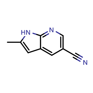 Chemical structure of 2-methyl-1H-pyrrolo[2,3-b]pyridine-5-carbonitrile , CAS 1638761-00-8, AChemBlock P47638