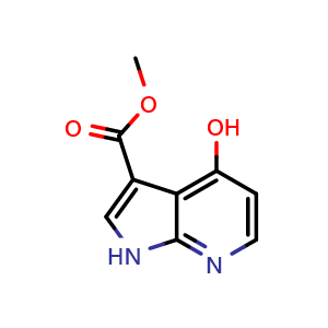 Chemical structure of methyl 4-hydroxy-1H-pyrrolo[2,3-b]pyridine-3-carboxylate , CAS 1638760-97-0, AChemBlock P47641