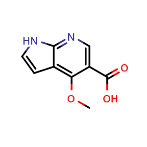 Chemical structure of 4-methoxy-1H-pyrrolo[2,3-b]pyridine-5-carboxylic acid , CAS 1638760-96-9, AChemBlock P47642