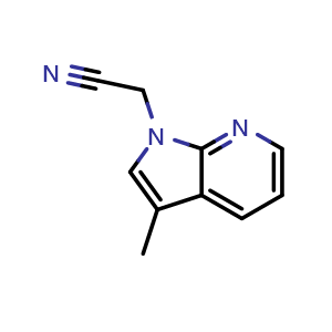Chemical structure of 2-{3-methyl-1H-pyrrolo[2,3-b]pyridin-1-yl}acetonitrile , CAS 1638760-68-5, AChemBlock P47653