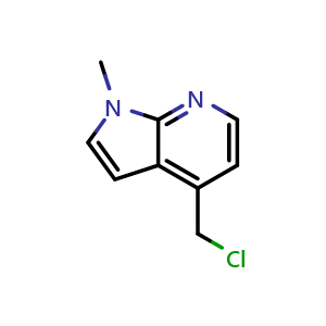 Chemical structure of 4-(chloromethyl)-1-methyl-1H-pyrrolo[2,3-b]pyridine , CAS 1638760-59-4, AChemBlock P47656