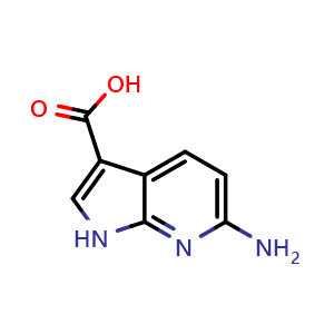 Chemical structure of 6-amino-1H-pyrrolo[2,3-b]pyridine-3-carboxylic acid , CAS 1638760-54-9, AChemBlock P47660