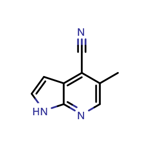 Chemical structure of 5-methyl-1H-pyrrolo[2,3-b]pyridine-4-carbonitrile , CAS 1638760-38-9, AChemBlock P47664