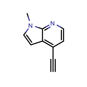 Chemical structure of 4-ethynyl-1-methyl-1H-pyrrolo[2,3-b]pyridine , CAS 1638760-35-6, AChemBlock P47667