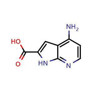 Chemical structure of 4-amino-1H-pyrrolo[2,3-b]pyridine-2-carboxylic acid , CAS 1638760-29-8, AChemBlock P47669