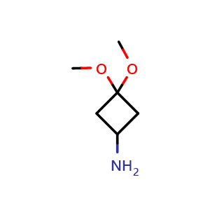 Chemical structure of 3,3-dimethoxycyclobutan-1-amine , CAS 1638759-70-2, AChemBlock P47679