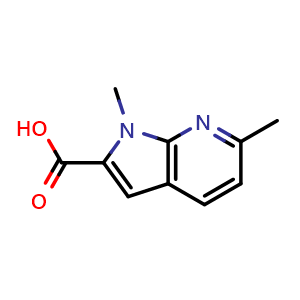 Chemical structure of 1,6-dimethyl-1H-pyrrolo[2,3-b]pyridine-2-carboxylic acid , CAS 1638759-65-5, AChemBlock P47681