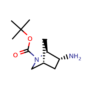 Chemical structure of tert-butyl (1S,4S,6R)-6-amino-2-azabicyclo[2.2.1]heptane-2-carboxylate , CAS 1628319-93-6, AChemBlock P47733