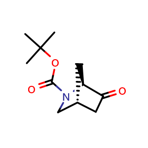 Chemical structure of tert-butyl (1S,4R)-6-oxo-2-azabicyclo[2.2.1]heptane-2-carboxylate , CAS 1628319-89-0, AChemBlock P47734
