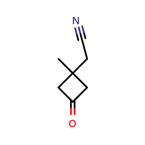 Chemical structure of 2-(1-methyl-3-oxocyclobutyl)acetonitrile , CAS 1622903-28-9, AChemBlock P47757