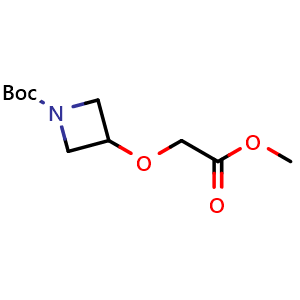 Chemical structure of tert-butyl 3-(2-methoxy-2-oxoethoxy)azetidine-1-carboxylate , CAS 1619991-56-8, AChemBlock P47770