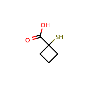 Chemical structure of 1-sulfanylcyclobutane-1-carboxylic acid , CAS 1616361-00-2, AChemBlock P47778