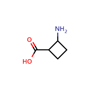 Chemical structure of 2-aminocyclobutane-1-carboxylic acid , CAS 160191-57-1, AChemBlock P47809