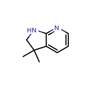 Chemical structure of 3,3-dimethyl-1H,2H,3H-pyrrolo[2,3-b]pyridine , CAS 1595279-67-6, AChemBlock P47822