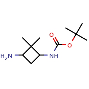 Chemical structure of tert-butyl N-(3-amino-2,2-dimethylcyclobutyl)carbamate , CAS 1594952-43-8, AChemBlock P47823