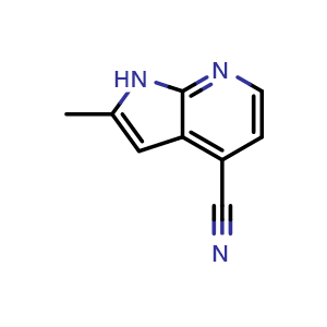 Chemical structure of 2-Methyl-1H-pyrrolo[2,3-b]pyridine-4-carbonitrile , CAS 1589484-73-0, AChemBlock P47828