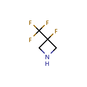 Chemical structure of 3-fluoro-3-(trifluoromethyl)azetidine , CAS 1566084-31-8, AChemBlock P47842