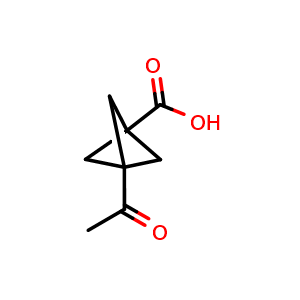 Chemical structure of 3-acetylbicyclo[1.1.1]pentane-1-carboxylic acid , CAS 156329-75-8, AChemBlock P47850