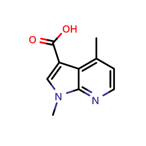 Chemical structure of 1,4-dimethyl-1H-pyrrolo[2,3-b]pyridine-3-carboxylic acid , CAS 1556051-01-4, AChemBlock P47870