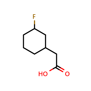 Chemical structure of 2-(3-fluorocyclohexyl)acetic acid , CAS 1546282-36-3, AChemBlock P47902