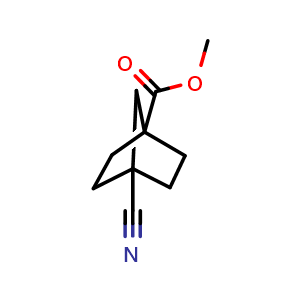 Chemical structure of methyl 4-cyanobicyclo[2.2.1]heptane-1-carboxylate , CAS 15448-83-6, AChemBlock P47908