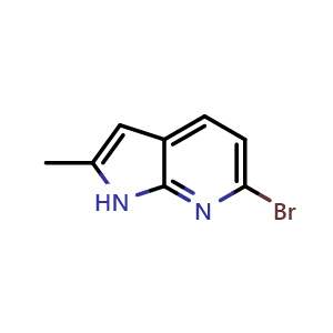 Chemical structure of 6-bromo-2-methyl-1H-pyrrolo[2,3-b]pyridine , CAS 1540538-11-1, AChemBlock P47915