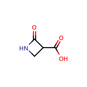 Chemical structure of 2-oxoazetidine-3-carboxylic acid , CAS 1539087-28-9, AChemBlock P47917