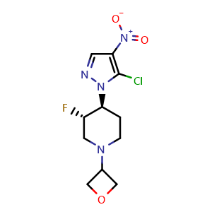 (3S,4S)-rel-4-(5-chloro-4-nitro-pyrazol-1-yl)-3-fluoro-1-(oxetan-3-yl)piperidine